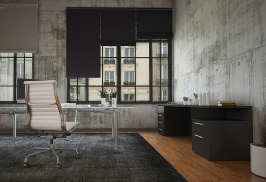 Contemporary office interior with decorative wall panels