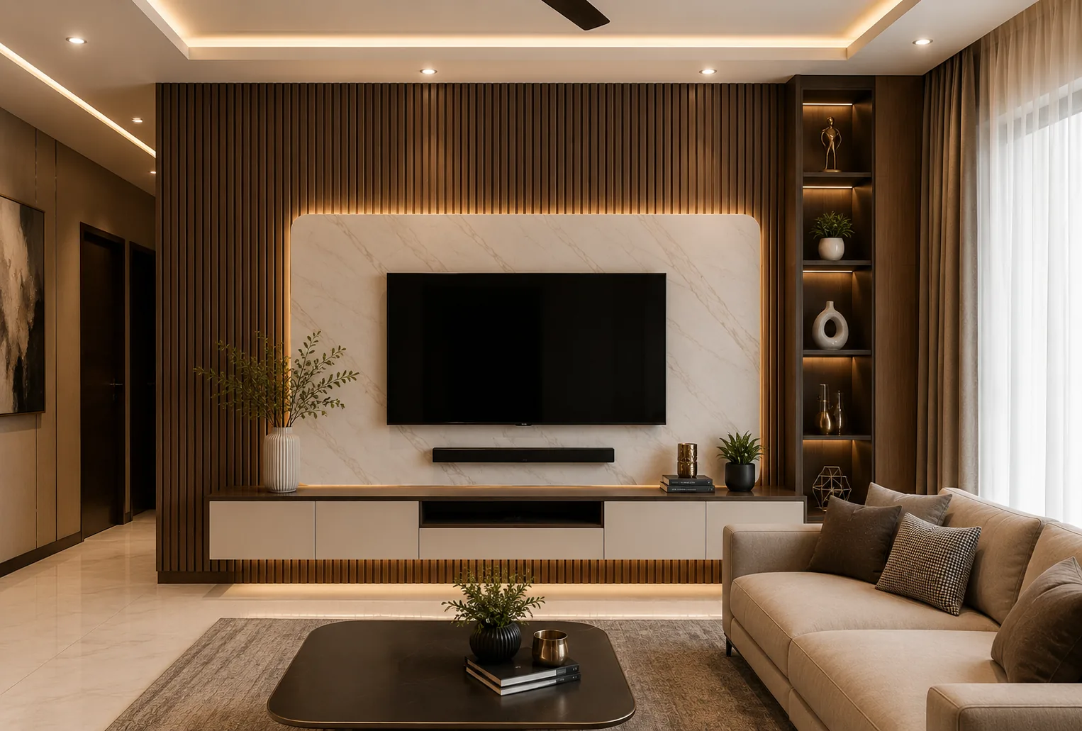 Residential PVC wall panel and false ceiling interior